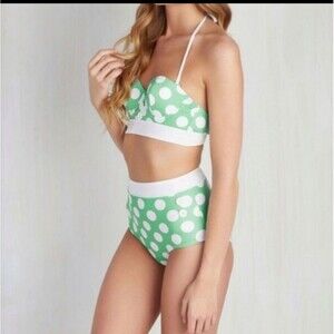 ModCloth Mint Polka Dot Retro Hi Waist Bikini